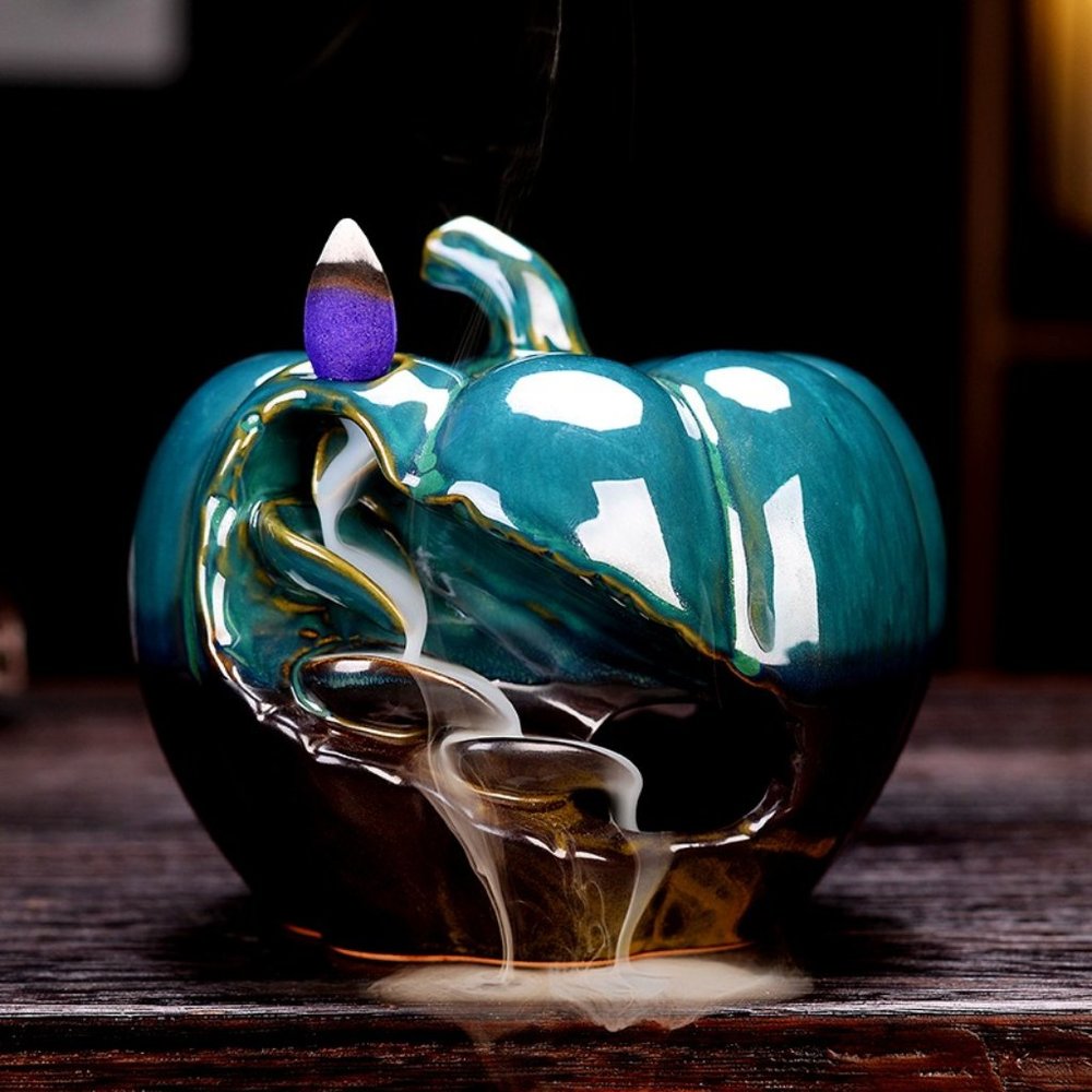 Ceramic Pumpkin/Jack-o-Lantern Backflow Incense Burner NWOT